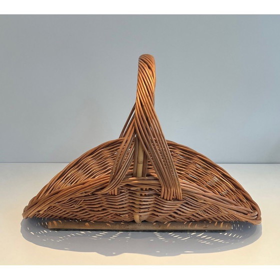 Image 1 of Vintage rattan log holder, France 1970