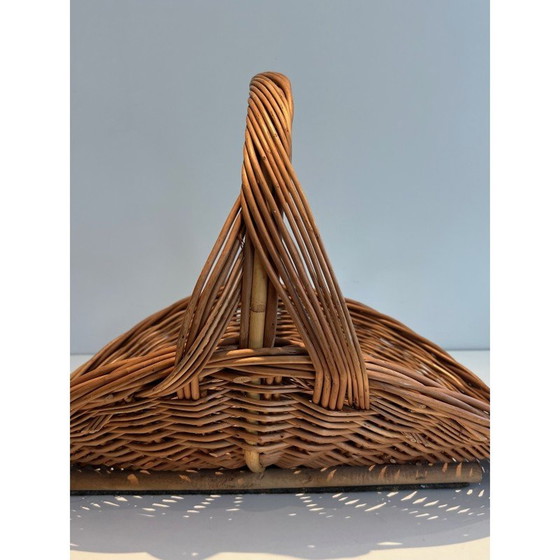 Image 1 of Vintage rattan log holder, France 1970