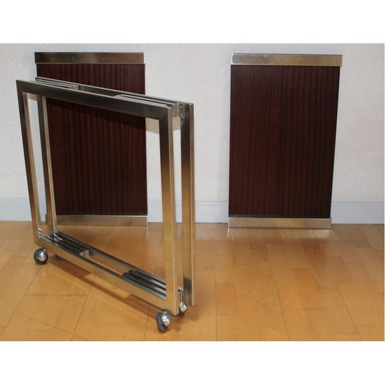 Image 1 of Vintage brushed and polished steel trolley by Georges Frydman for Efa, 1960