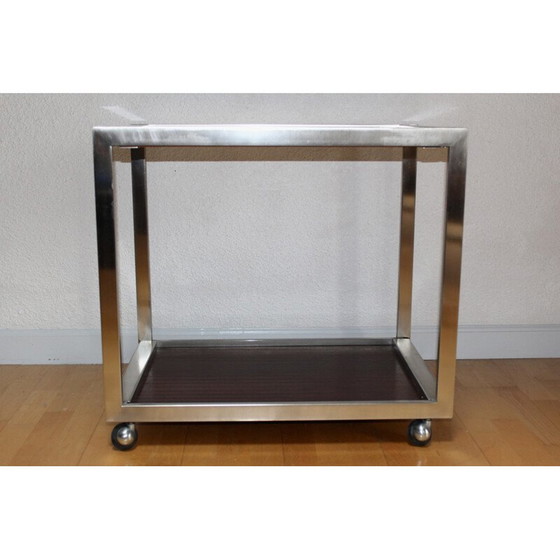 Image 1 of Vintage brushed and polished steel trolley by Georges Frydman for Efa, 1960