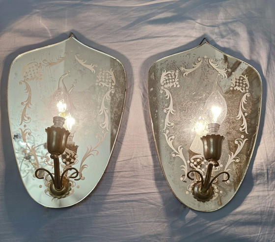 Image 1 of Venetian Wall Lamps 60s Mirror