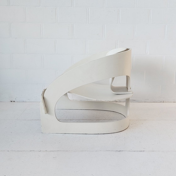 Image 1 of Joe colombo 4801 chaise assise Kartell 1960 contreplaqué crème blanc