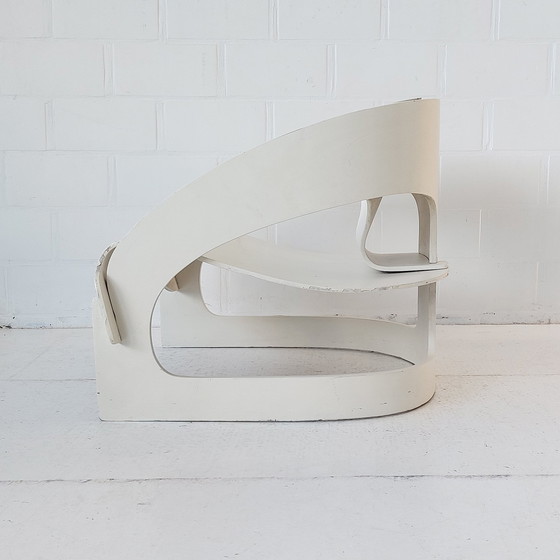 Image 1 of Joe colombo 4801 chair seat Kartell 1960's plywood cream white