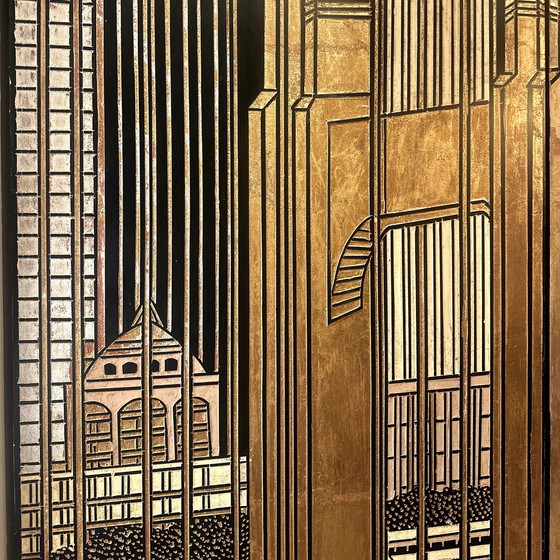 Image 1 of Paravento vintage di Fournier Decoration Parigi, Francia anni &#39;80