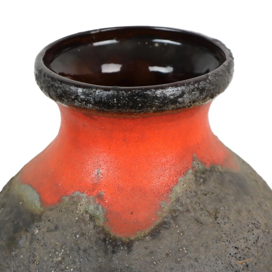 Image 1 of Giant Orange Red Carstens Fat Lava Vase XL West Germany Ceramic 7310-50