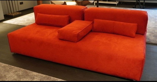 Leolux Ponton Next + 2 Stools In Alcantara Red As Good As New Designer Sofa Modular Flexible