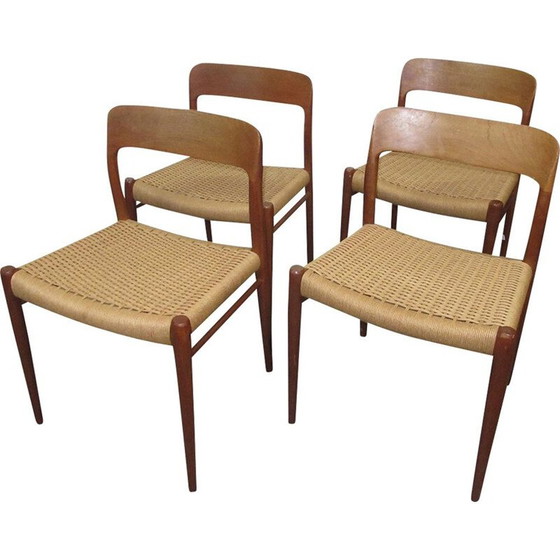 Image 1 of Set of 4 teak vintage 75 dining chairs by Niels Otto Møller for J.L. Møllers, 1960s