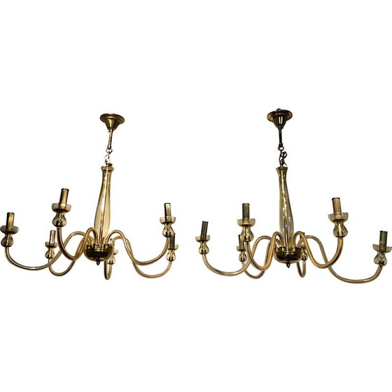 Image 1 of Pair of vintage Murano crystal chandeliers, 1970