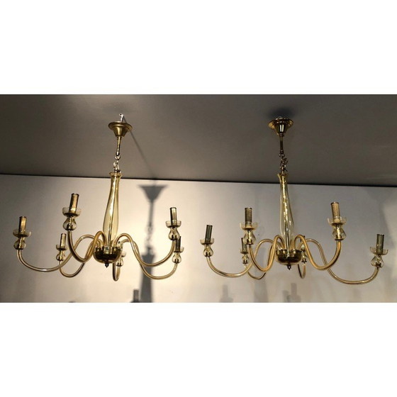 Image 1 of Pair of vintage Murano crystal chandeliers, 1970