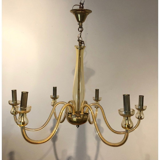 Image 1 of Pair of vintage Murano crystal chandeliers, 1970