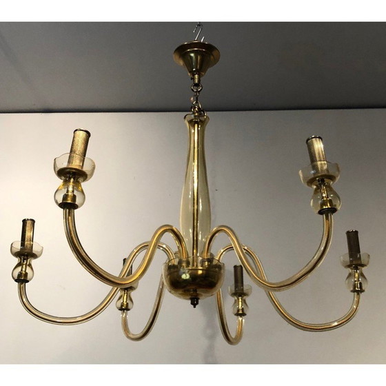 Image 1 of Pair of vintage Murano crystal chandeliers, 1970