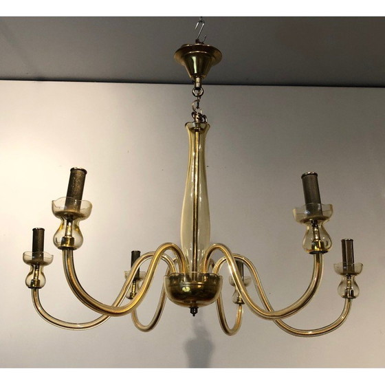 Image 1 of Pair of vintage Murano crystal chandeliers, 1970