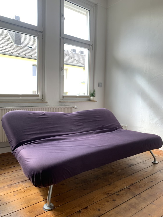 Image 1 of Brühl & Sippold fabric sofa couch "More" color purple with manual sleep function