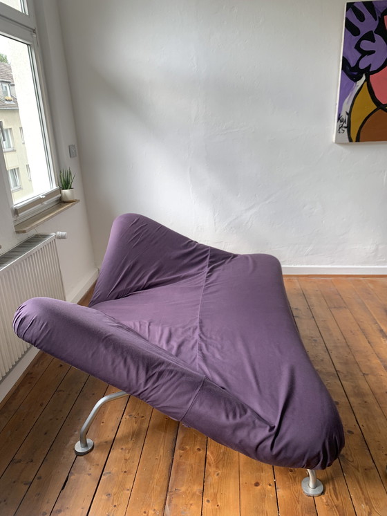 Image 1 of Brühl & Sippold fabric sofa couch "More" color purple with manual sleep function