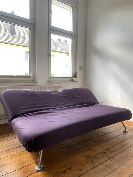 Image 1 of Brühl & Sippold fabric sofa couch "More" color purple with manual sleep function