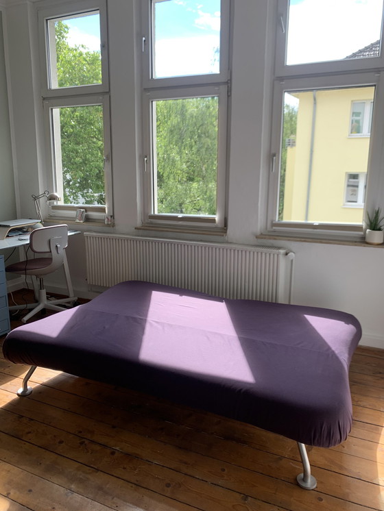 Image 1 of Brühl & Sippold fabric sofa couch "More" color purple with manual sleep function