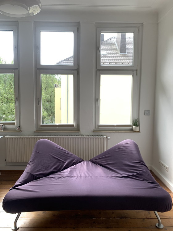 Image 1 of Brühl & Sippold fabric sofa couch "More" color purple with manual sleep function