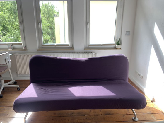 Image 1 of Brühl & Sippold fabric sofa couch "More" color purple with manual sleep function