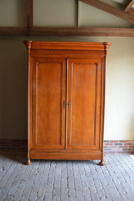 Large Sleek Antique Oak Louis Philippe Cupboard