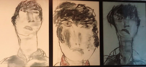 3x Charcoal Portraits 2009 By Willem Kras