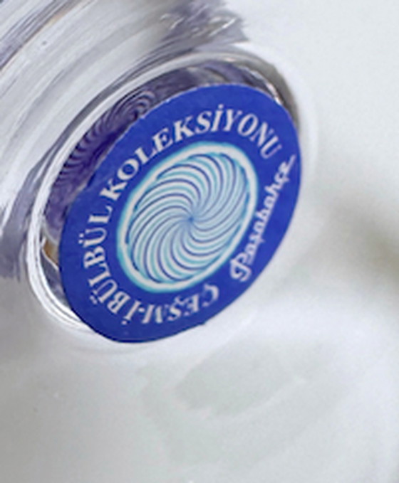 Image 1 of Vintage Solifleur Vase Thread Glass Pasabahce Mid - Century Turkey Cobalt Blue Swirl