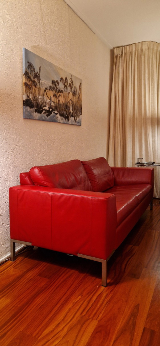 Image 1 of Montel Red Leather 2.5 Seater Sofa