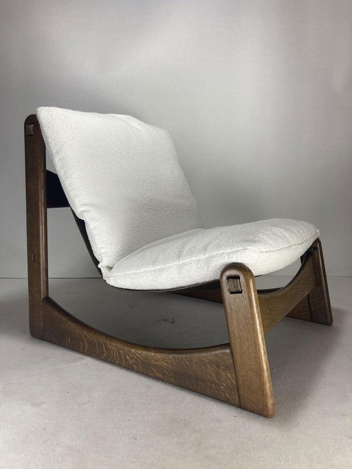 Lounge Low Relax Chair In Bouclé By Carl Straub, 1970S