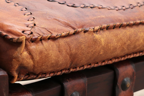 Image 1 of Brazilian Brutalist footstools with patchwork leather, 1960s