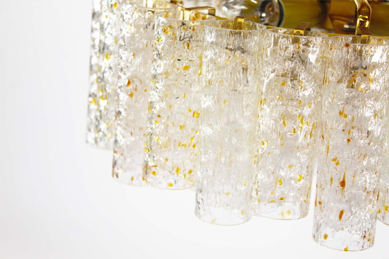 Image 1 of Rare large brass and goldflake glass chandelier by Doria