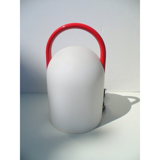Vintage table lamp in red lacquered metal by Romolo Lanciani for Tronconi, 1980