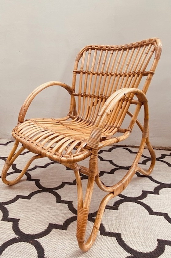 Image 1 of Rattan Bamboo Rohe armchair lounge chair Dutch Design