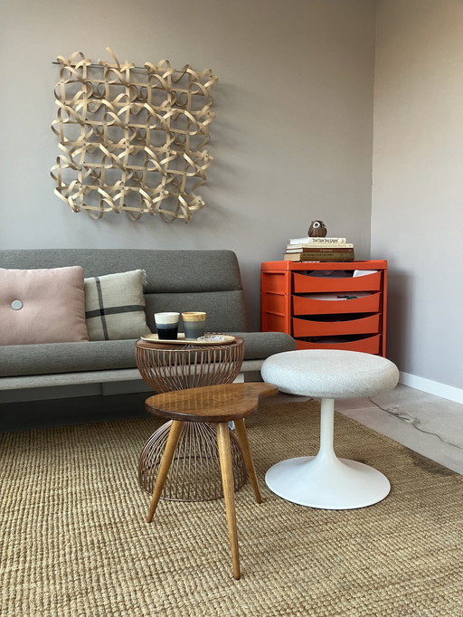 Vintage Trumpet Footstool / Stool with Woven Kvadrat Fabric