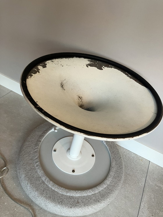 Image 1 of Poggiapiedi vintage a forma di tromba / sgabello con tessuto Kvadrat intrecciato