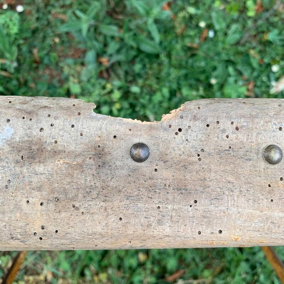 Image 1 of Set of 3 vintage iron and wood folding garden chairs