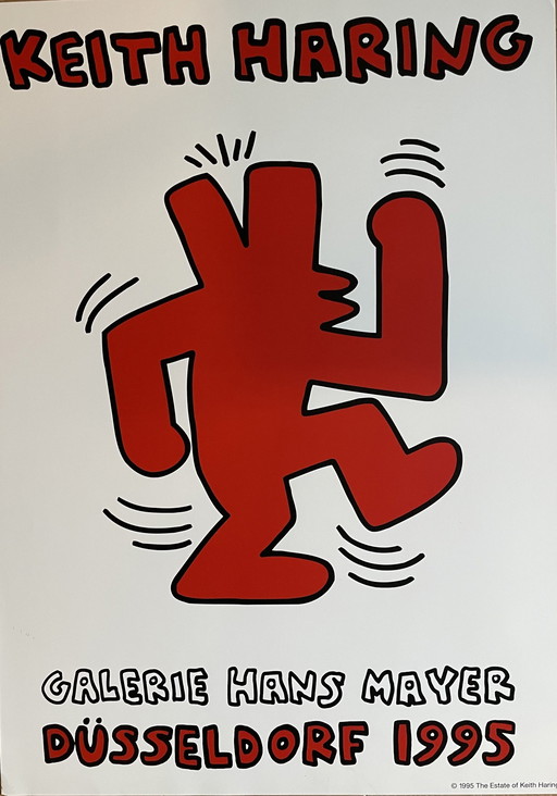 Keith Haring (1958-1990),  Orginal  1995 Exhibition Poster Galerie Hans Mayer Düsseldorf, Copyright The Estate Of Keith Haring  