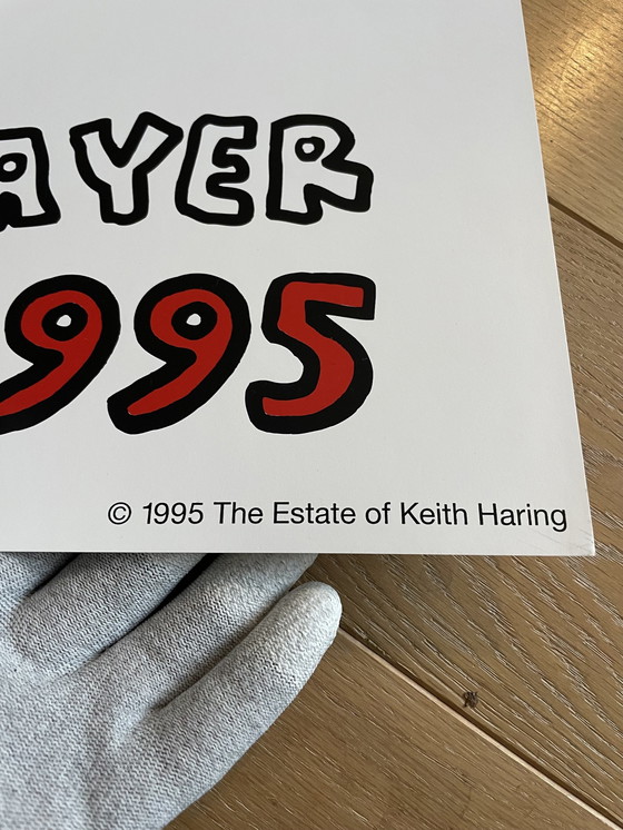 Image 1 of Keith Haring (1958-1990),  Orginal  1995 Exhibition Poster Galerie Hans Mayer Düsseldorf, Copyright The Estate Of Keith Haring  