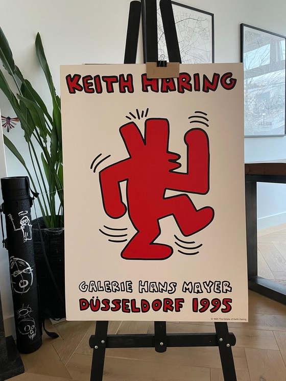 Image 1 of Keith Haring (1958-1990),  Orginal  1995 Exhibition Poster Galerie Hans Mayer Düsseldorf, Copyright The Estate Of Keith Haring  