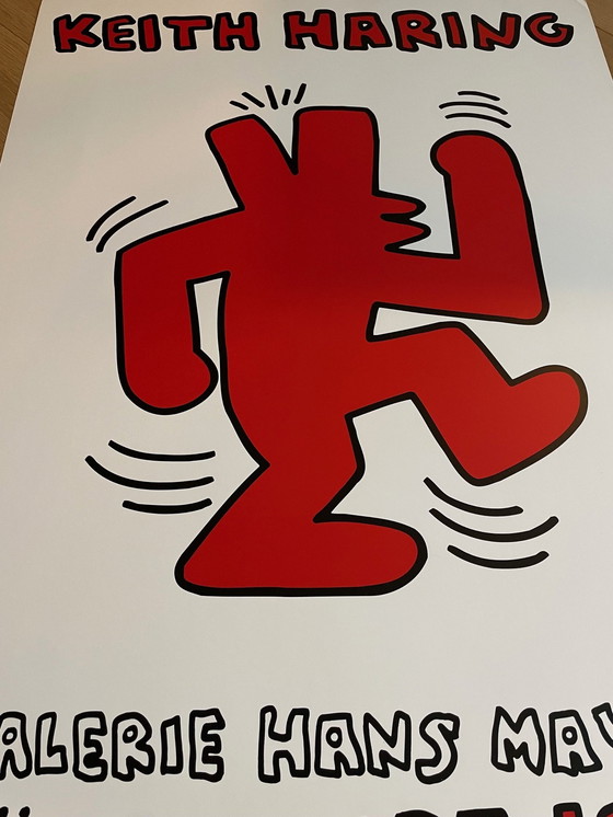 Image 1 of Keith Haring (1958-1990),  Orginal  1995 Exhibition Poster Galerie Hans Mayer Düsseldorf, Copyright The Estate Of Keith Haring  