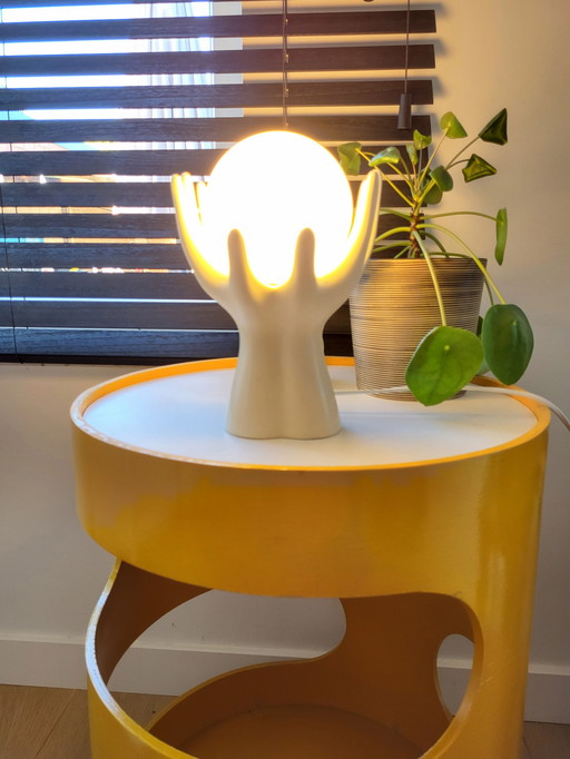 Lampe de table vintage en céramique "mains de l'espoir", France, années 1960