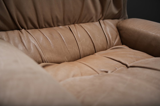 Image 1 of Set vintage Vela Alta in pelle originale di Giovanni Offredi per Saporiti Italia