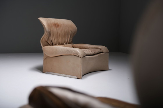 Image 1 of Set vintage Vela Alta in pelle originale di Giovanni Offredi per Saporiti Italia