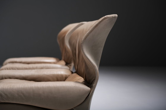 Image 1 of Set vintage Vela Alta in pelle originale di Giovanni Offredi per Saporiti Italia