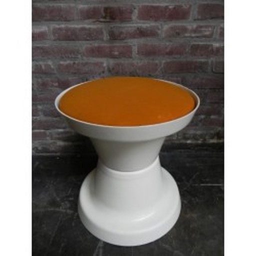 Vintage stool with orange seat 