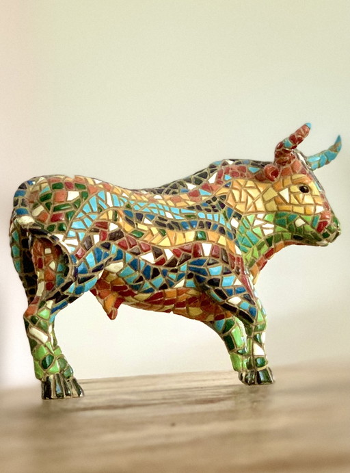 Ceramic sculpture bull, Gaudi style