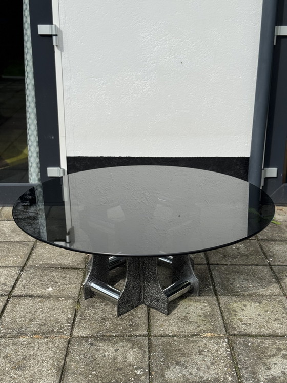 Image 1 of Smoked Glass Brutalist Salon Table