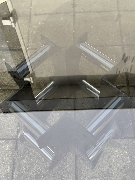 Image 1 of Smoked Glass Brutalist Salon Table