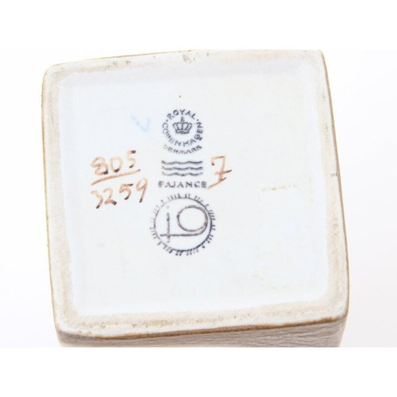 Image 1 of Scandinavian vintage square ceramic vase with Baca pattern 805 3259 by Johanne Gerber for Royal Copenhagen, 1960