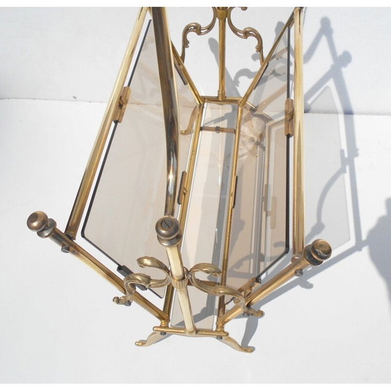 Image 1 of Vintage magazine rack by Lacca in brass and glass 1950