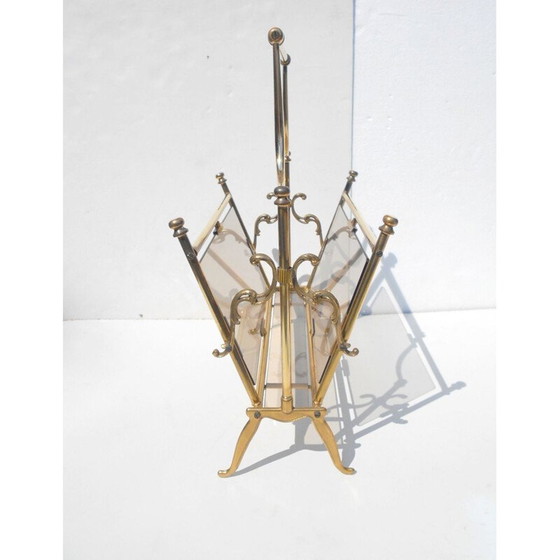 Image 1 of Vintage magazine rack by Lacca in brass and glass 1950