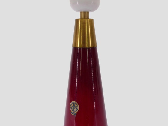 Image 1 of Scandinavian Red Glass Lamp Kastrup Denmark 1960